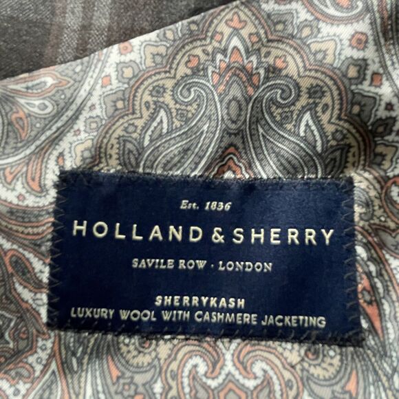 Holland & Sherry Savile Row Sherrykash Plaid Sport Coat Jacket 44R Men MINT - Picture 8 of 10